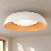 Lindby LED stropna svetilka Gracyn, bela, O 50 cm, stopnjevalno zatemnjevanje - Dnevna soba/jedilnica - Sodobni - bela, svetlo lesena - Plastika