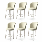 HANAH HOME Set 6 barskih stolica Alte Cream Chrome
