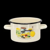 CHOMIK SMALTIRANA POSODA 2 L 16 CM KREMNO ZELENA *7442
