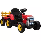 Homestar Električni traktor na akumulator za otroke s prikolico 1365x50x525 cm rdeč