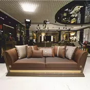 Casa Padrino Luxury Sofa Brown/Gray/Gold 263 cm - Living Room & Hotel Furniture