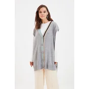 Trendyol Gray Collar with Stripe Detailed Knitwear Sweater