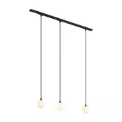 Modern railsysteem zwart met 3 hanglampen wit 1-fase - Iconic Perle