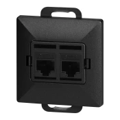 Dvostruka uticnica tel-komp. RJ-45 Cat5 Pearl, RJ45-5CAT/P2, crna