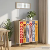 vidaXL Predalni šafka ESSEN Natisnjen sončnicami 66 x 36,5 x 75 cm