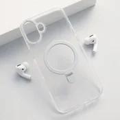 Maska Berlia Clear Bracket Magnetic za iPhone 16 srebrna