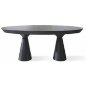 Casa Padrino luxury Art Deco dining table matt black 200-250 x 120 x H. 78 cm - Extendable solid wood kitchen table with oval table top - Dining room furniture - Luxury Art Deco furniture