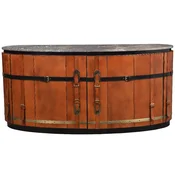 Casa Padrino luxury sideboard brown/black/gray/brass 184 x 48 x H. 87 cm - Curved solid wood cabinet with 2 doors and marble top - Living room furniture - Luxury furniture