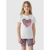 Girls T-shirt with 4F print - white