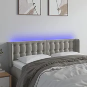 Vidaxl vidaXL Vzglavje postelje z LED svetlo sivo 147x16x78/88 cm žamet