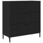 Vidaxl Strani šal s predalom Črna 79,5 x 33 x 82 cm Konstruiran les