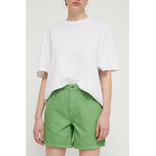 Bombažne kratke hlače Desigual SURY zelena barva, 24SWDD54
