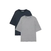 Pull&Bear Široka majica mornarska / pegasto siva
