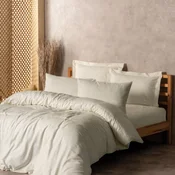 COTTON BOX Set posteljine Plaid, Double, 240x260 cm, Krem