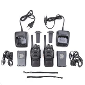 Prenosna radijska postaja PNI PMR R40 Camo, komplet z 2 kosoma, 0,5 W, 16 programabilnimi kanali, 16 PMR in 50 CTCSS in 104 DCS toni, ASQ, TOT, monitor, programabilen, baterije 1200mAh, polnilci in sl
