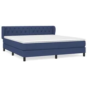 Vidaxl Box spring postelja z vzmetnico modra 160x200 cm blago