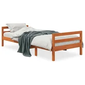 Vidaxl Posteljni okvir brez vzmetnice voščeno rjav 90x190 cm borovina