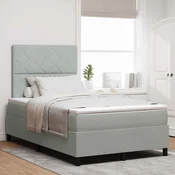 vidaXL LED Box Spring Postelja Svetlo siva 120 x 190 cm Žamet