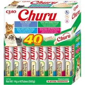 Churu Kremni mačji prigrizek - Box, 40 x 14 g - Različice tune in morskih sadežev
