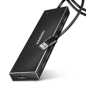 AXAGON HUE-F7A, 7x USB 3.2 Gen 1 ALU FLAT CHARGING vozlišče, napajalni priključek micro USB, 1 m kabel USB-A