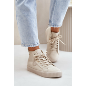 Insulated corduroy sneakers womens Big Star Hi-Poly system beige
