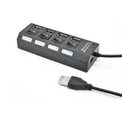 USB Hub 4in1 HUB-215/ crni