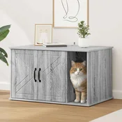 vidaXL Mačja hiša Siva Sonoma 85 x 55 x 50 cm Konstruiran les