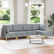 Vidaxl Modularni kavč s shranjevanjem 5 pcs Svetlo siva Blago