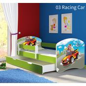 Dječji krevet ACMA s motivom, bočna zelena + ladica 180x80 cm - 03 Racing Car