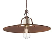 Ferroluce Riccardo viseca lampa s velikim metalnim sjenilom - Dnevni boravak/blagovaonica - Vintage - bijeli craquelé, hrdavo smedi - Keramika