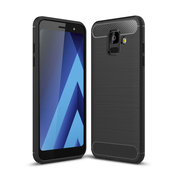 TPU gel ovitek/etui/ovitek Brushed Carbon za Samsung Galaxy A6 2018-črn