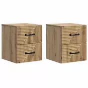 vidaXL Stenski nočni omarici 2 pcs Artisan hrast 34,5 x 33 x 40 cm
