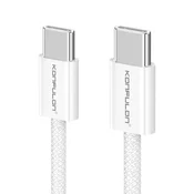 Data kabl KONFULON DC61 PD 60W Super Fast Charge za iPhone 15 Type C na Type C beli 1m