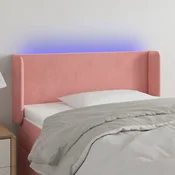 Vidaxl vidaXL Vzglavje postelje z LED svetlo roza 93x16x78/88 cm žamet