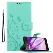 Cadorabo CADORABO Sony Xperia XZ1 v klasično srebrno - ovitek v cvetličnem dizajnu z magnetnim zapiranjem, stoječo funkcijo in režami za kartice, (20562775)