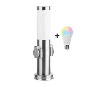 Brilagi-LED RGBW spoljašnja lampa sa 2 uticnicama 1xE27/15W/230V 40 cm IP44 matni hrom