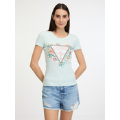 Womens T-shirt in mint color Guess Triangle Flowers - Women