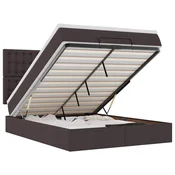 Vidaxl Otomanska postelja z vzmetnico & LEDs rjav 140x190 cm blago