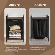 Songmics Košara za perilo 2 predelka 50x33x72 cm črna