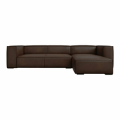 Temno rjava usnjena kotna zofa (desni kot) Madame - Windsor & Co Sofas