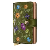 Usnjena denarnica Secrid STITCH FLORAL zelena barva