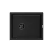 Mexen Pedro granitno korito z eno komoro 560 x 460 mm, črno, črn sifon - 6508561000-77-B