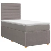 vidaXL Postelja boxspring z vzmetnico Taupe 90 x 200 cm Blago