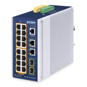Planet IGS-4215-16P2T2S IP30 Industrial L2/L4 16-Port 10/100/1000T 802.3at PoE + 2-Port 10/100/1000T + 2-Port 100/1000X SFP Managed Switch (320 watts PoE budget, -40~75 degrees C, dual redundant power