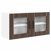 Vidaxl Stenski stekleni omarica PORTO Rjav hrast 80 x 31 x 40 cm