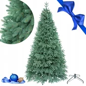 Ekskluzivna umetna božična jelka 100% PE 3D smreka modra prestižna srebrna 220 cm