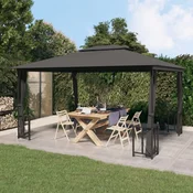 Vidaxl Paviljon s stranicami in dvojno streho 3x4 m antracit