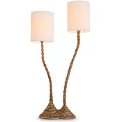 Casa Padrino luxury double table lamp vintage brass/white 27.5 x 15 x H. 78 cm - Desk lamp in palm tree design - Luxury table lamps - Luxury desk lamps - Luxury quality