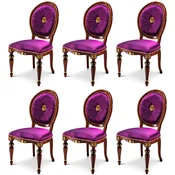 Casa Padrino luxury baroque dining chair set purple/brown/gold - Handmade kitchen chairs set of 6 - Luxury dining room furniture in baroque style - Baroque furniture - Made in Italy