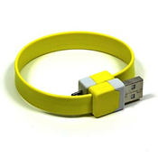 USB kabel (2.0), USB A muški - microUSB muški, 0,25m, žuti, narukvica